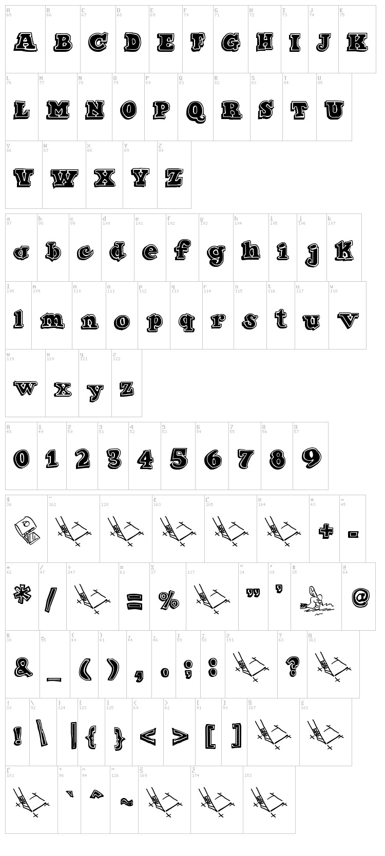 Ode 2 Paste Up font map
